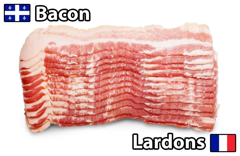 termes culinaires québec france bacon vs lardons