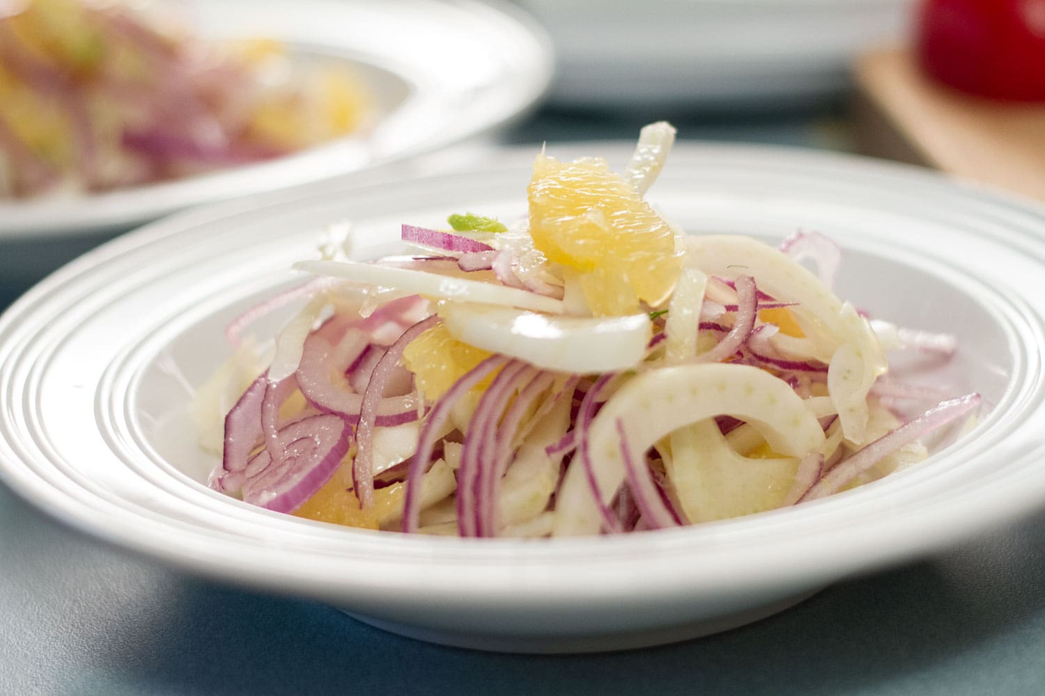 Salade fenouil, orange et oignon rouge